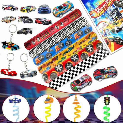 Miniatura 3 de CZWXOXO 122 piezas de regalos de fiesta de coches de carreras suministros de fiesta de cumpleaños para recompensas de aula, decoraciones