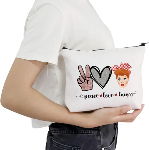 Miniatura 5 de POFULL Regalo inspirado en programas de televisión Lucy Fan Gift Peace Love Lucy Maquillaje Bolsa con cremallera para mujer