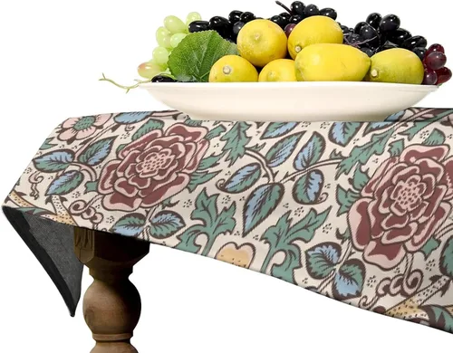 Miniatura 346 de Mantel Floral Retro de Pájaros, Diseño Original Bohemio William Morris Estampado Cubierta de Mesa para Hogar Picnic Fiesta Comedor Cocina William
