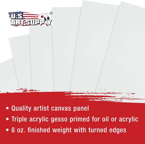 Miniatura 4 de US Art Supply - Paquete de 12 tableros de lienzo para pintura de 8 x 10 pulgadas, calidad artística profesional, libre de ácidos