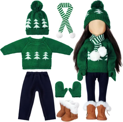 Miniatura 8 de Bencailor Conjunto de 6 piezas de ropa y accesorios de invierno de 18 pulgadas para muñecas de invierno, suéteres, pantalones, sombreros, zapatos