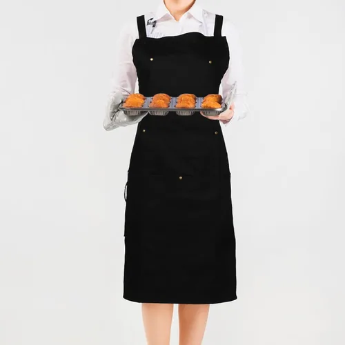 Miniatura 4 de iplusmile Waterproof Canvas Apron with Multiple Pockets Thickened Heavy-duty Work Apron for Men and Women for Kitchen and Hair Salon Use