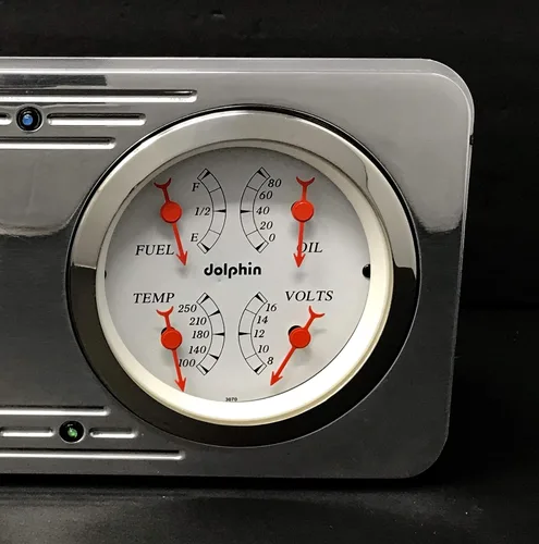 Miniatura 3 de 1946 Willys 2 Gauge Dash Panel Inserto 3 3/8" Quad Style Mecánico Blanco