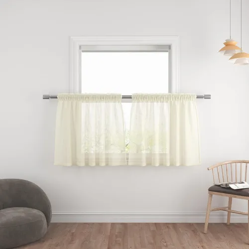 Miniatura 23 de UPOPO Paneles de Cortina Beige Pequeños Cortinas Transparentes de Gasa de 16 Pulgadas de Largo Cortinas de Cocina de Voile con Textura de Lino