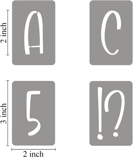 Miniatura 6 de Plantillas de letras del alfabeto de 2 pulgadas para pintar, paquete de 42 plantillas de letras y números con letreros para pintar sobre madera