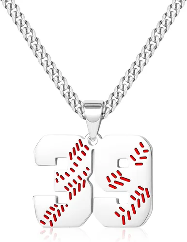 Miniatura 30 de Btysun Collares de béisbol de béisbol número 0-99 dijes de acero inoxidable para hombres, regalos de béisbol, papá, marido, regalo de Navidad
