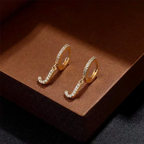 Miniatura 6 de Aretes de iniciales para niñas y mujeres, de plata 925, hipoalergénicos, pequeños, chapados en oro, con circonia cúbica, aretes de iniciales, joyas
