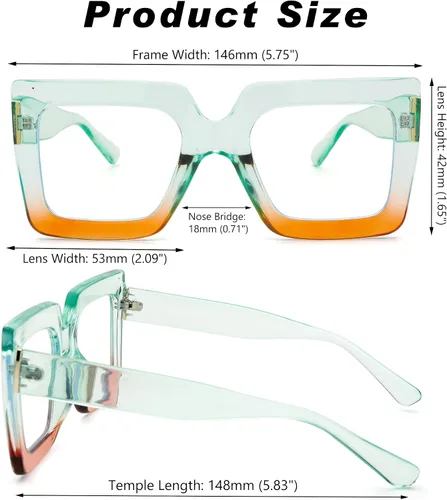 Miniatura 25 de Pro Acme Gafas de bloqueo de luz azul, marcos cuadrados grandes, anteojos falsos para mujer