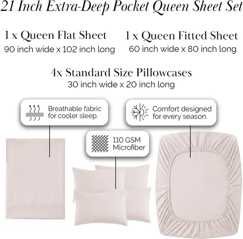 Miniatura 20 de Southshore Fine Living, Inc. Juego de 7 piezas de sábanas King divididas para cama ajustable, juego de sábanas King divididas con bolsillo de 21