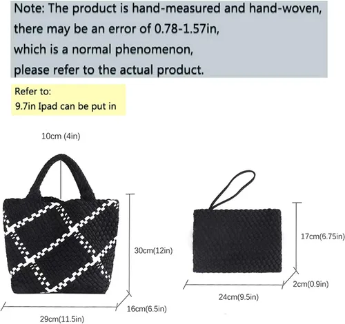 Miniatura 2 de Bolso Hobo de moda, hecho a mano, tejido casual, para mujer, de gran capacidad, de neopreno, de retazos, para mujer