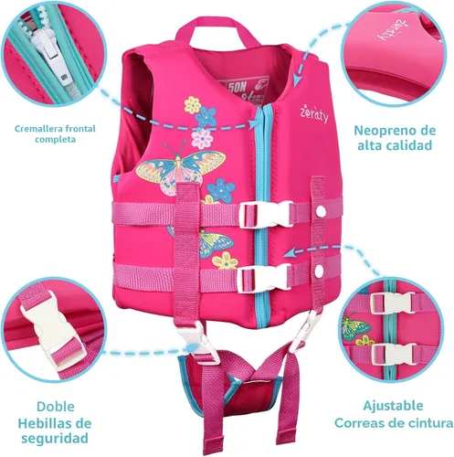 Miniatura 3 de Zeraty - Chaleco de natación para niños de neopreno, chaleco flotante para niños, ayuda para nadar para niños niñas y niños, 20-30-40-50-60-70-80