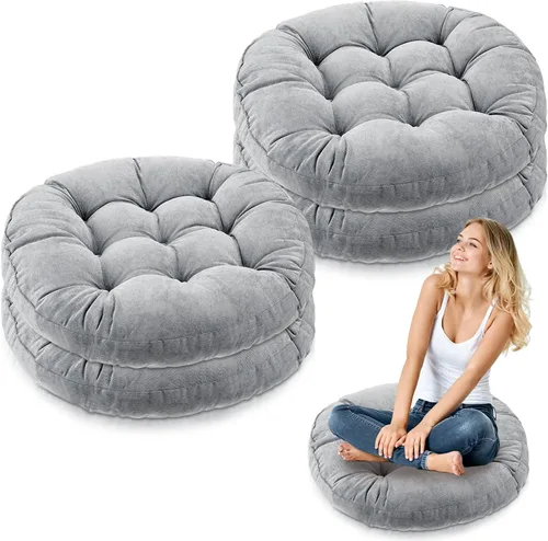 Miniatura 26 de Almohadas de suelo Jerify 22 x 22 Pulgadas Redondas Cuadradas Grandes Almohada de meditación para piso para aula Meditación para adultos Almohada