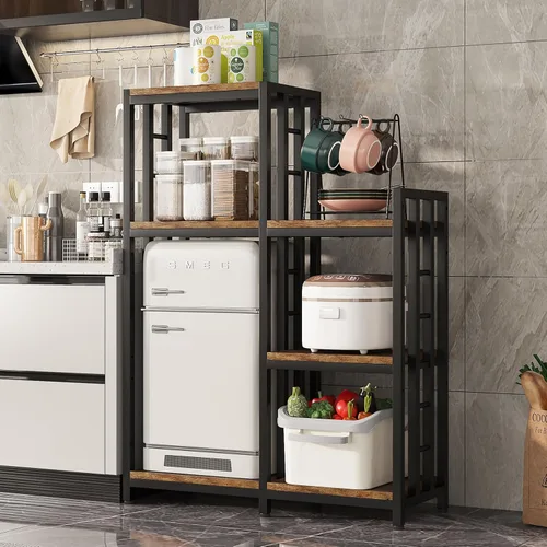 Miniatura 9 de Soporte para microondas de 6 niveles, estante independiente para hornear de cocina, estante de altura ajustable, estante para especias, mini nevera