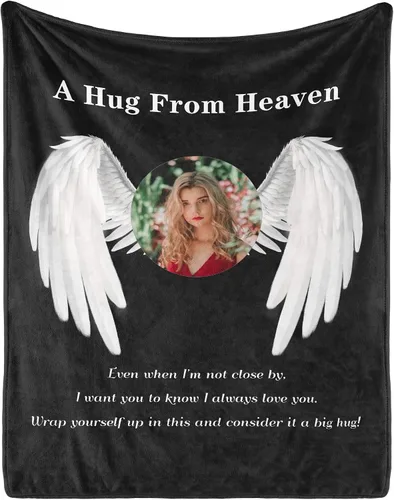 PUREFLY Manta conmemorativa personalizada con fotos en memoria amorosa para seres queridos perdidos, regalo personalizado por pérdida de papá, mamá,