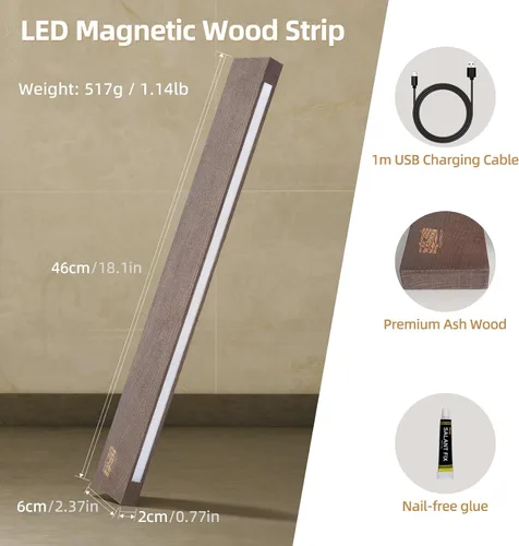 Miniatura 2 de FINDKING Tira magnética iluminada para cuchillos de 18 pulgadas, soporte de utensilios LED retroiluminado para pared y refrigerador, estante