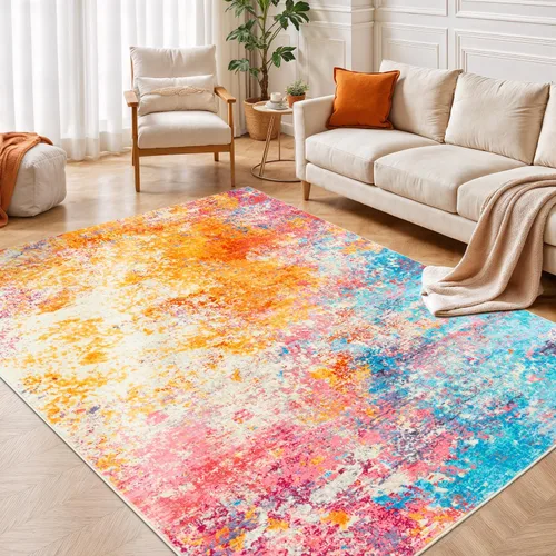 Miniatura 21 de Rugflix Alfombras de área de 8 x 10 pies para sala de estar, alfombra grande lavable, resistente a las manchas, pelo bajo, alfombra oscura moderna