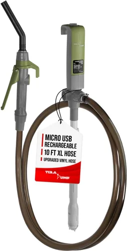 Miniatura 10 de TERA PUMP Bomba de Bidón de Gasolina de Batería Recargable de Alto Volumen [2ª Gen], Succión Potente Mejorada de 3.2 GPM que Perdura, 20% Más