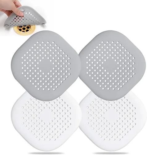 Miniatura 14 de Recolector de cabello cuadrado con ventosas para desagüe, tapón de silicona para ducha, fácil de instalar para baño, tina y cocina, 2 unidades (rosa)