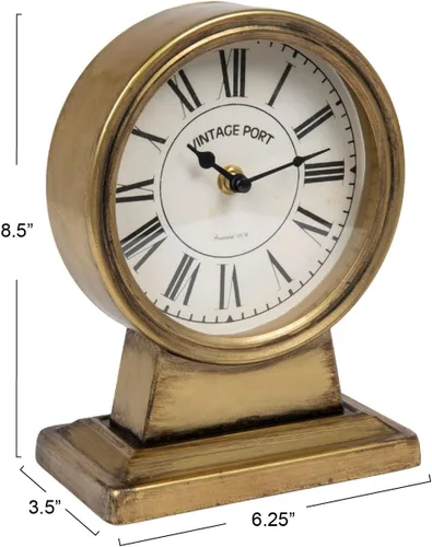 Miniatura 4 de Creative Co-Op Reloj decorativo de metal con acabado dorado