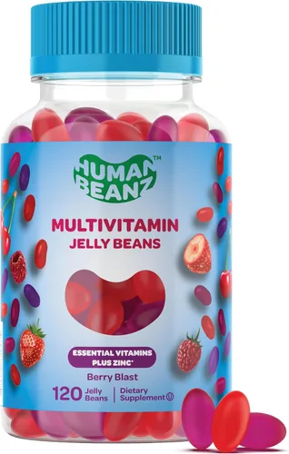 Human Beanz Gomitas multivitamínicas con zinc para hombres y mujeres, suplementos dietéticos de apoyo inmunológico para adultos, vegetarianos, 120