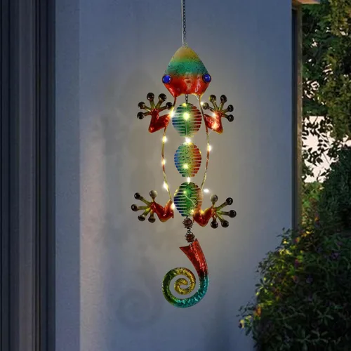Miniatura 8 de Luces solares de peces para exteriores, faroles colgantes de metal, luces decorativas para patio trasero, porche, patio, balcón, tipi, camino.