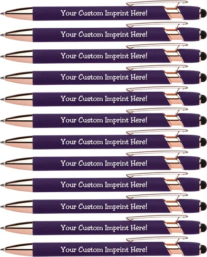 Miniatura 10 de ExpressDesigns™ - Bolígrafos personalizados de alta calidad de oro rosa con lápiz capacitivo Acento rosa Bolígrafos personalizados con nombre