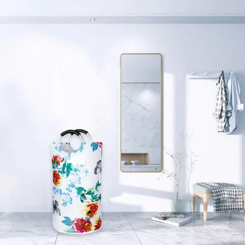Miniatura 7 de Dalykate - Cesta de lavandería plegable de tela Oxford de 82 litros con asas para ropa, plegable y resistente al agua, cesta de ropa sucia, Blossom