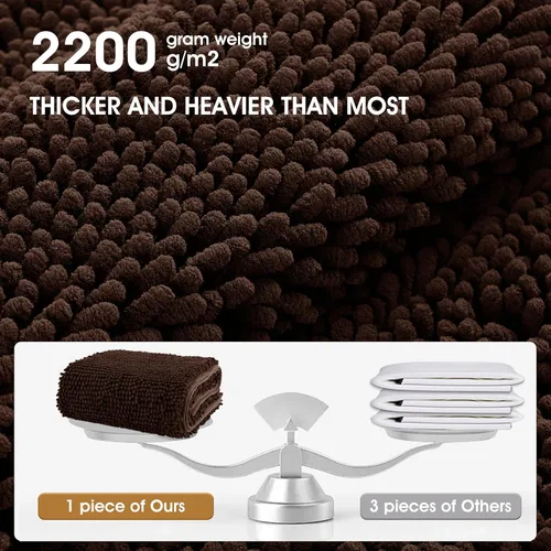 Miniatura 9 de IM HOME Tapete de chenilla absorbente para exterior 36" x 24", tapetes lavables antideslizantes para perros, tapete para puerta interior para Marrón