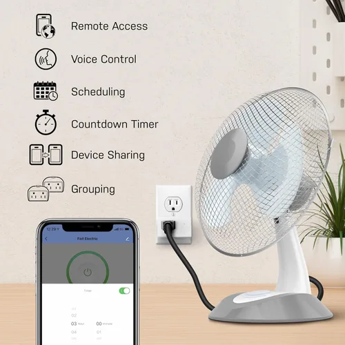 Miniatura 2 de Feit Electric WiFi compatible con Alexa y Google Home, aplicación Feit, no requiere hub, control remoto desde cualquier lugar, enchufe de toma