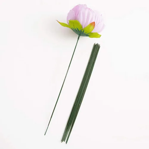Miniatura 2 de Joleully- 100 varillas de plástico con diseño floral, varillas de flores artificiales, alambre de flores verdes, ideal para manualidades, 6.7 in