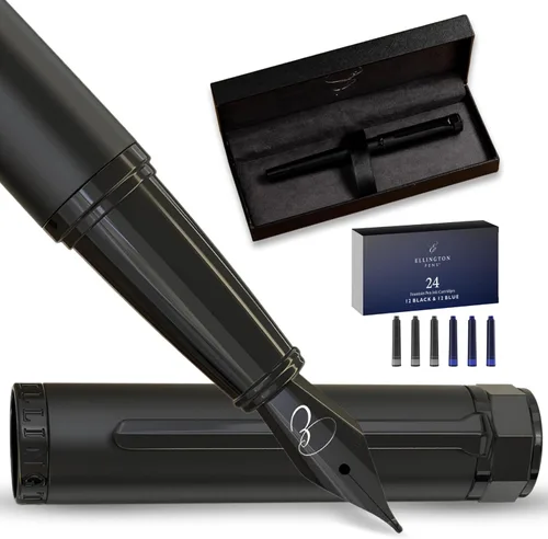 Miniatura 18 de Ellington Pens Juego de pluma estilográfica de lujo, punta fina y suave, incluye 3 cartuchos de tinta, convertidor de tinta recargable, caja de El
