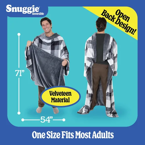 Miniatura 5 de Snuggie Manta original con mangas y bolsillos, acogedora manta de gran tamaño para hombres y mujeres adultos, talla única, 71x54