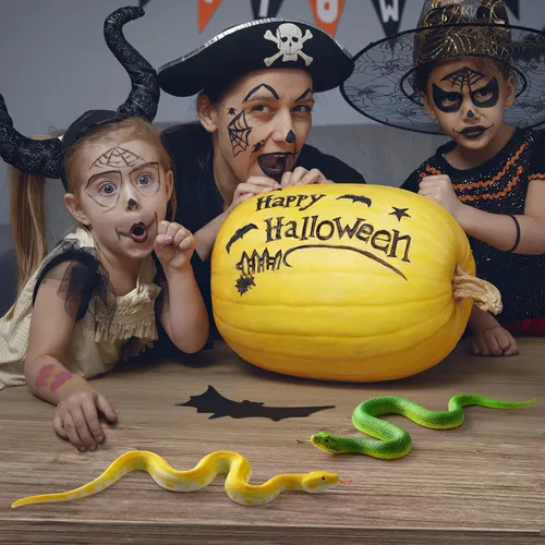 Miniatura 4 de Juguete realista de serpiente falsa – Figuras de animales de serpiente elásticas realistas – Accesorios de broma de Halloween, juguetes para aliviar