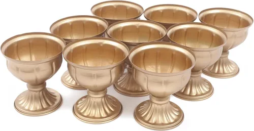 Miniatura 30 de Juego de 10 portavelas de metal dorado de 10.2 pulgadas de alto, florero, arreglo floral, candelabro, candelabro, portavelas para bodas, fiestas