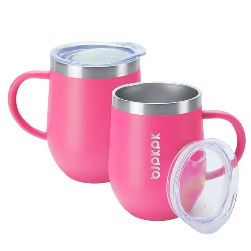 Miniatura 23 de BJPKPK 2 tazas de café aisladas, vaso aislado de 14 onzas con tapa, tazas de café de acero inoxidable con tapa a prueba de salpicaduras, color negro