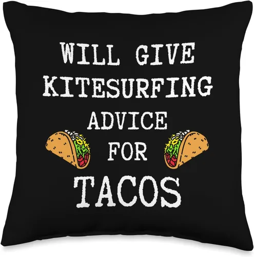Miniatura 4 de Kitesurfing Gifts Kitesurfer Equipment Kitesurf Advice for Tacos - Almohada divertida para kitesurf, 18 x 18 pulgadas, multicolor