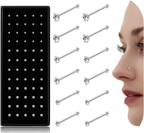 Thunaraz Pernos Recto en Forma de L de Acero Inoxidable para la Nariz, Joyería para el Cuerpo, 20G-22G, 1.5mm, 2mm, 2.5mm