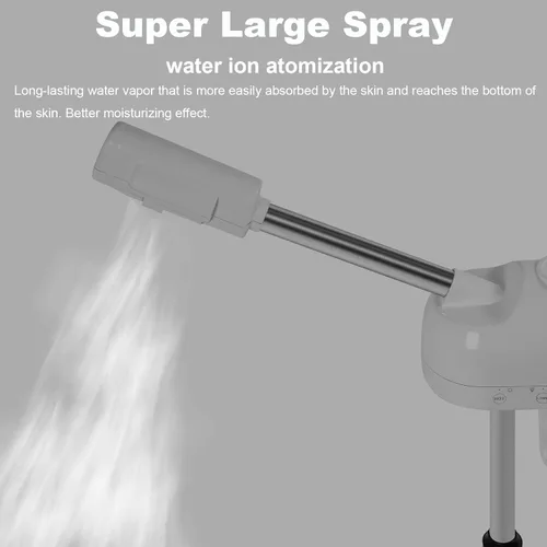 Miniatura 4 de Vaporizador facial profesional con función de niebla caliente, vaporizador facial de soporte sobre ruedas, altura ajustable y boquilla giratoria