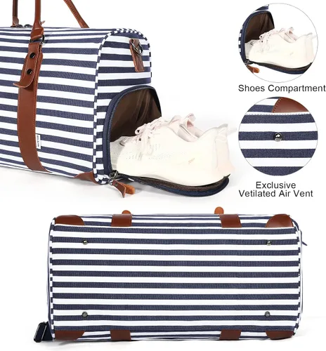 Miniatura 5 de Oflamn Bolsa de fin de semana para mujer, bolsa de lona para la noche, bolsa de viaje grande, bolsa de viaje con compartimento para zapatos, juego