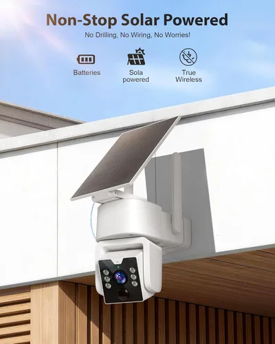 Miniatura 2 de Cámara de seguridad inalámbrica para exteriores 2PCK - 5G y 2.4G Wi-Fi para exteriores, panorámica/inclinación 2K de 360°, funciona con energía