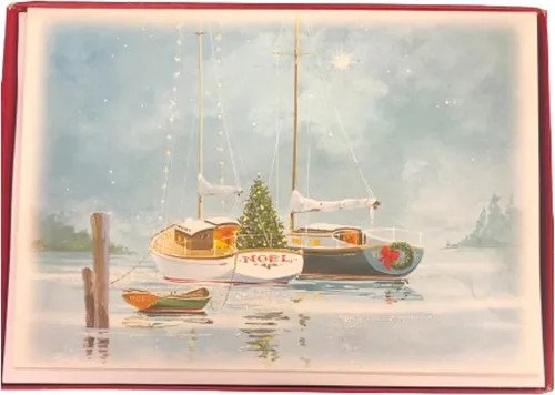 Miniatura 26 de Red Farm Studios Designer Greetings - Tarjetas de Navidad en caja, diseño de hombre de arena de playa con gaviotas