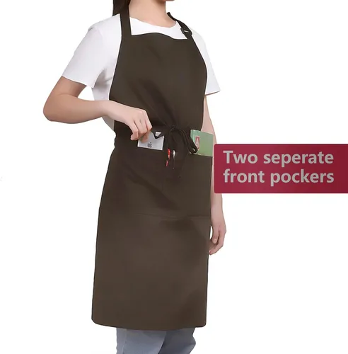 Miniatura 4 de WOPOKY Delantal impermeable de mezcla de algodón con 2 bolsillos para mujeres y hombres, cocina cocinera, cocinera, cocina, cocina, cocina, cocina