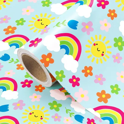 Miniatura 13 de WRAPAHOLIC - Papel de regalo reversible para bebé niña, mini rollo - 17 pulgadas x 33 pies - Diseño de bebé niña y rayas para baby shower, Bebita