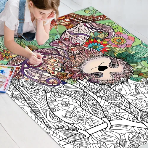 Miniatura 5 de Póster gigante de mandala para colorear para niños y adultos, hojas de perezoso para colorear de 39.37 x 51.96 pulgadas, póster de mandala