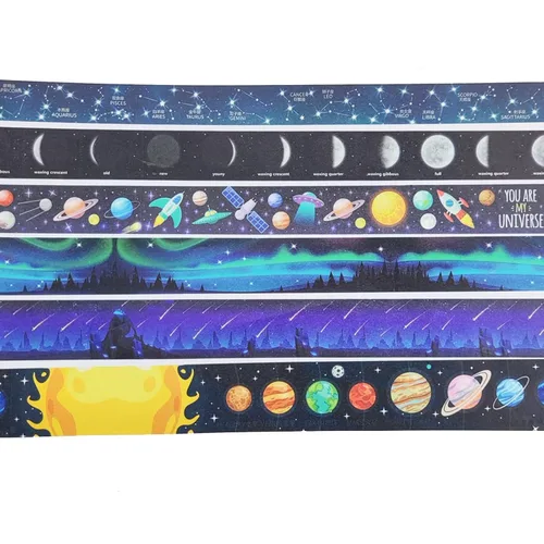 Miniatura 2 de YUBBAEX Juego de cinta adhesiva luminosa de galaxia Washi que brilla en la oscuridad, decoración para artes, manualidades, suministros de diario