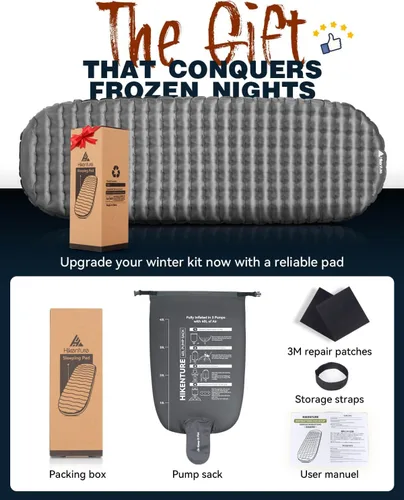 Miniatura 7 de Hikenture Colchoneta de dormir de camping con valor R 6.2, colchón ultraligero para todas las estaciones, alfombrilla de dormir compacta y aislada