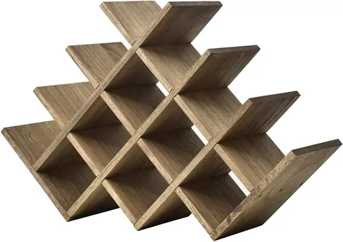 Miniatura 12 de KIRIGEN Estante de madera para vino de 13 botellas, estante de exhibición de vino de 4 niveles de madera natural, estante de almacenamiento de pie