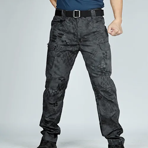Miniatura 5 de Muscularfit Pantalones para hombre, casual, de sarga chino, con múltiples bolsillos, camuflaje, pantalones cargo atléticos, holgados, pantalones