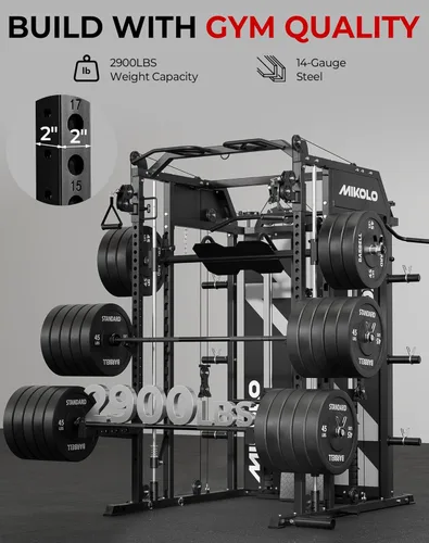 Miniatura 11 de Mikolo Smith - Máquina con pila de pesas, sistema de gimnasio en casa con sistema de gimnasio en casa con tracción LAT y cruce de cables, entrenador