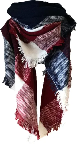 Miniatura 74 de Wander Agio - Bufanda envolvente con diseño a cuadros o triangular para mujer, cálida y larga, de punto, sensación de cachemira, chal